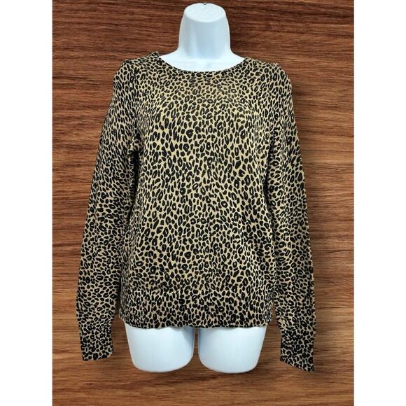 Loft Ann Taylor Animal Print Leopard Sweater Size Small 100% Cotton Pullover Top - Picture 2 of 7